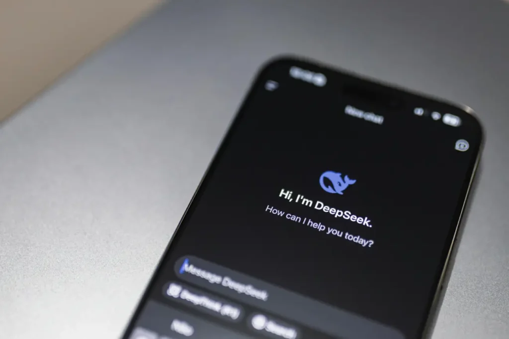 DeepSeek AI mobile interface on a smartphone screen